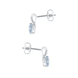 Goldsmiths 9ct White Gold 0.05cttw Diamond & Blue Topaz Stud Earrings