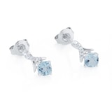 Goldsmiths 9ct White Gold 0.05cttw Diamond & Blue Topaz Stud Earrings