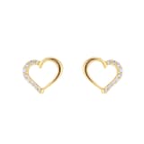 Goldsmiths 9ct Yellow Gold 0.08cttw Diamond Heart Stud Earrings