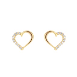 12153527 - 9ct Yellow Gold 0.08cttw Diamond Heart Stud Earrings