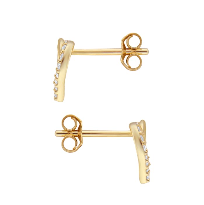 Goldsmiths 9ct Yellow Gold 0.08cttw Diamond Heart Stud Earrings