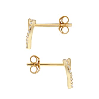 Goldsmiths 9ct Yellow Gold 0.08cttw Diamond Heart Stud Earrings Goldsmiths 9ct Yellow Gold 0.08cttw Diamond Heart Stud Earrings
