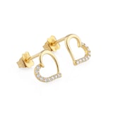 Goldsmiths 9ct Yellow Gold 0.08cttw Diamond Heart Stud Earrings