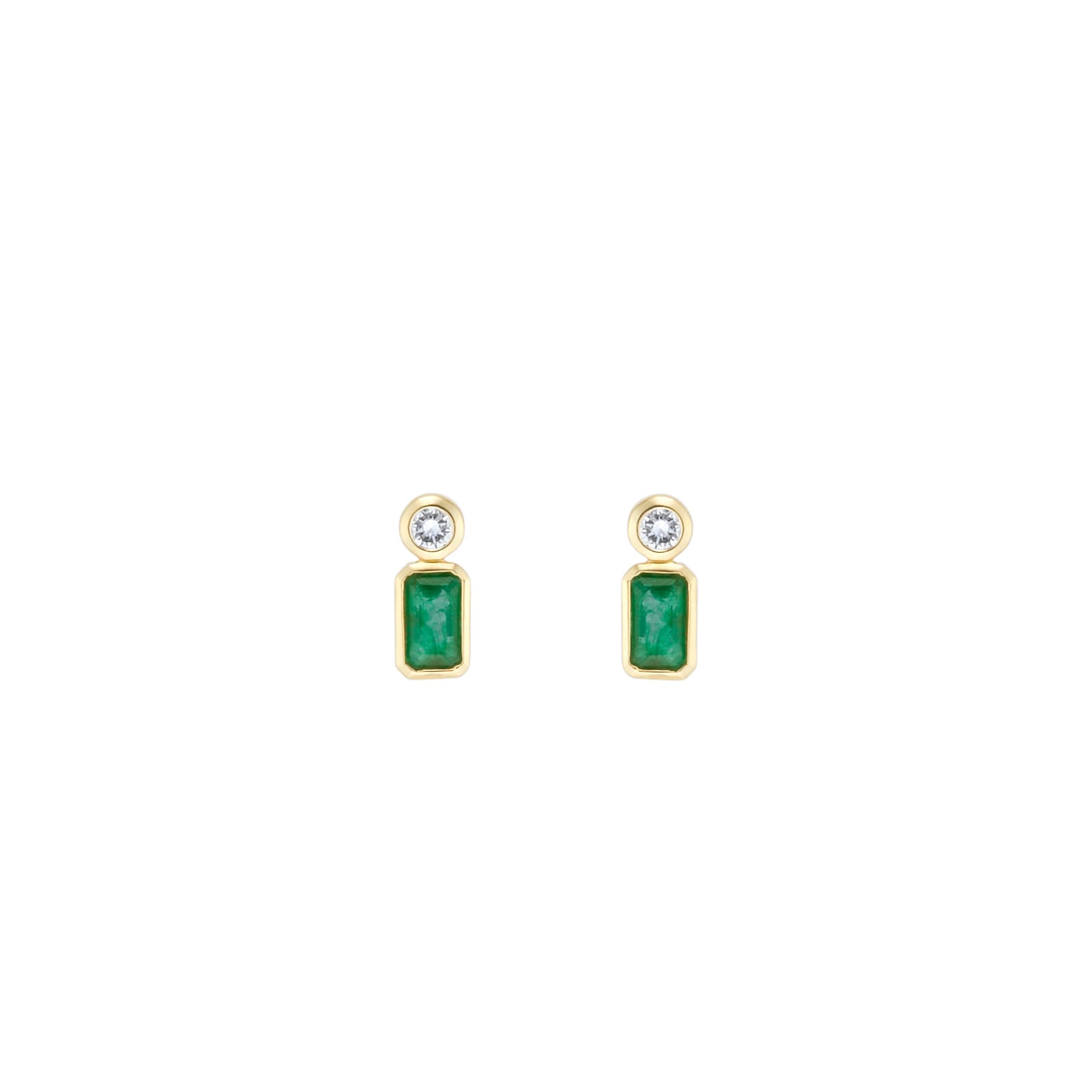 Gossamer 18ct Yellow Gold Emerald & 0.10cttw Diamond Earrings image