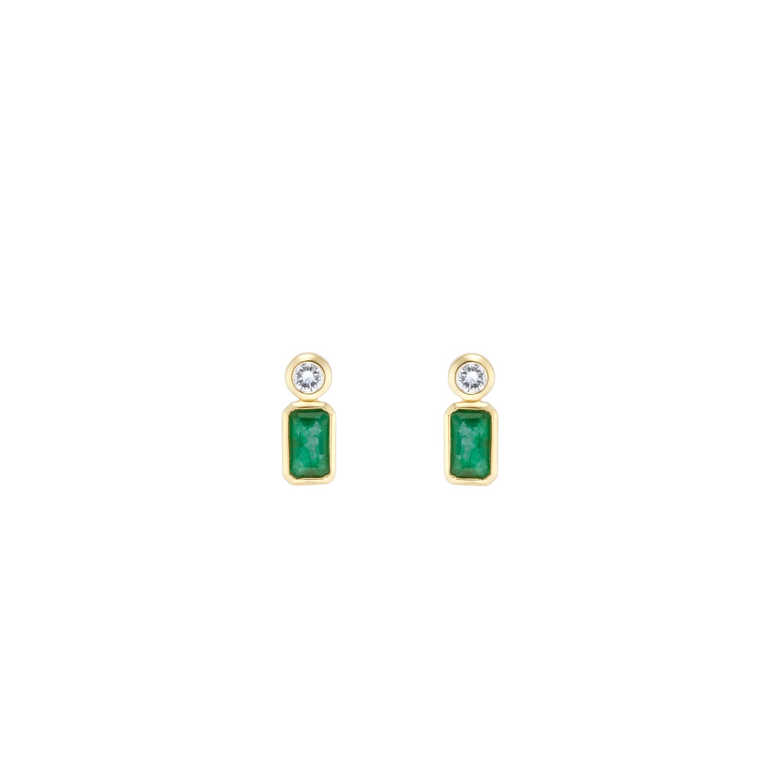 Mappin & Webb Gossamer 18ct Yellow Gold Emerald & 0.10cttw Diamond Earrings Mappin & Webb Gossamer 18ct Yellow Gold Emerald & 0.10cttw Diamond Earrings