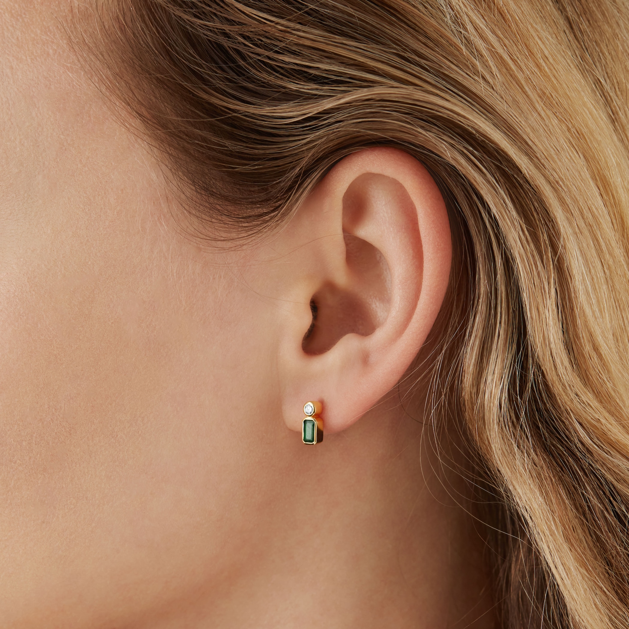 Mappin & Webb Gossamer 18ct Yellow Gold Emerald & 0.10cttw Diamond Earrings Mappin & Webb Gossamer 18ct Yellow Gold Emerald & 0.10cttw Diamond Earrings