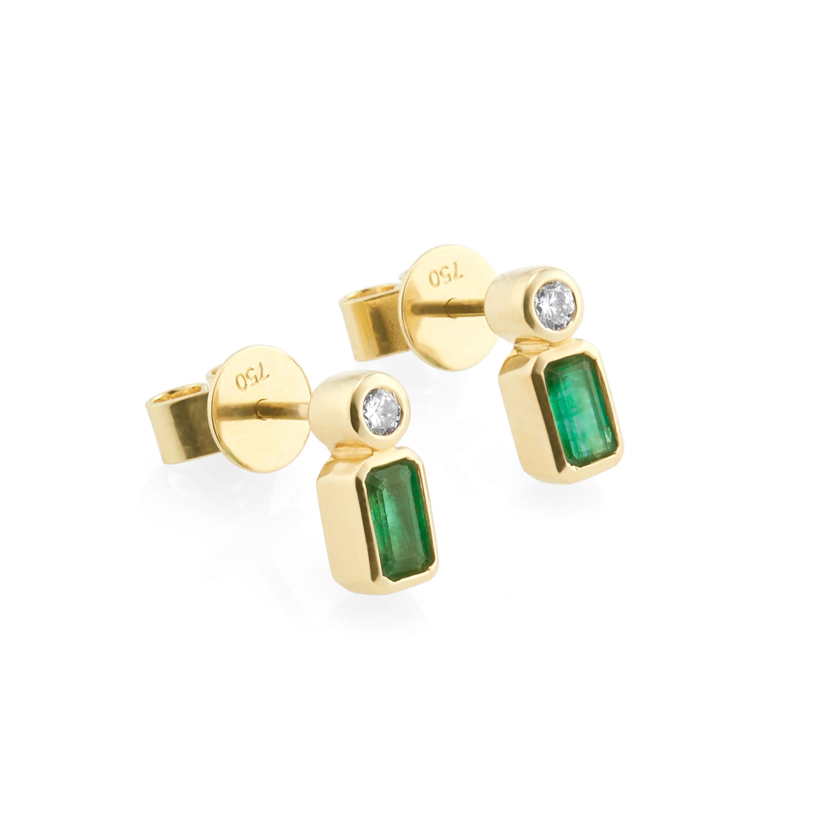 Mappin & Webb Gossamer 18ct Yellow Gold Emerald & 0.10cttw Diamond Earrings Mappin & Webb Gossamer 18ct Yellow Gold Emerald & 0.10cttw Diamond Earrings