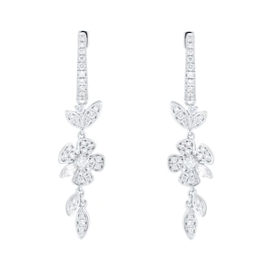 Mappin & Webb Vinea 18ct White Gold 0.66cttw Diamond Floral Earrings