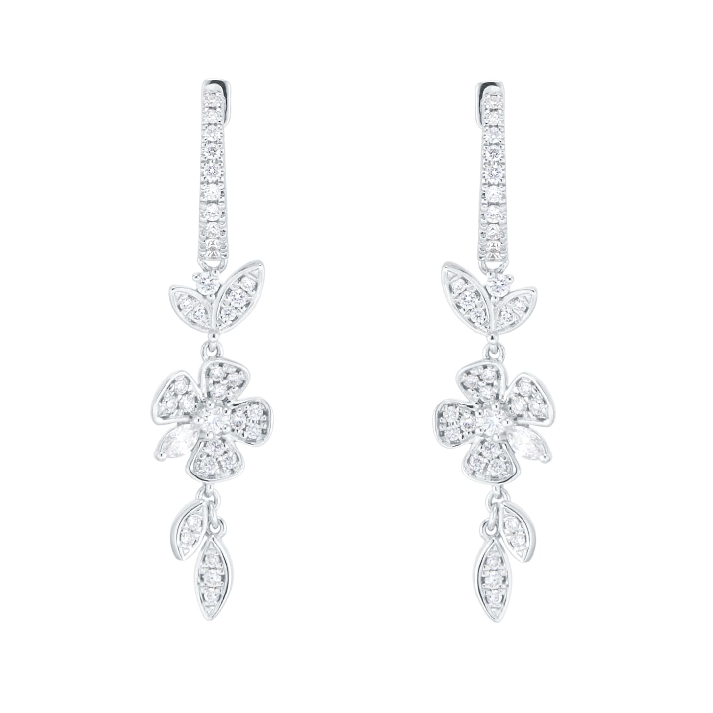 Mappin & Webb Vinea 18ct White Gold 0.66cttw Diamond Floral Earrings Mappin & Webb Vinea 18ct White Gold 0.66cttw Diamond Floral Earrings