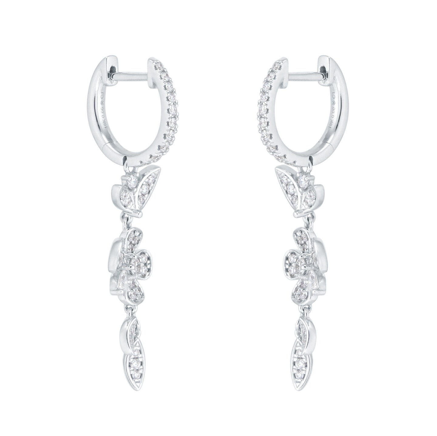 Mappin & Webb Vinea 18ct White Gold 0.66cttw Diamond Floral Earrings Mappin & Webb Vinea 18ct White Gold 0.66cttw Diamond Floral Earrings