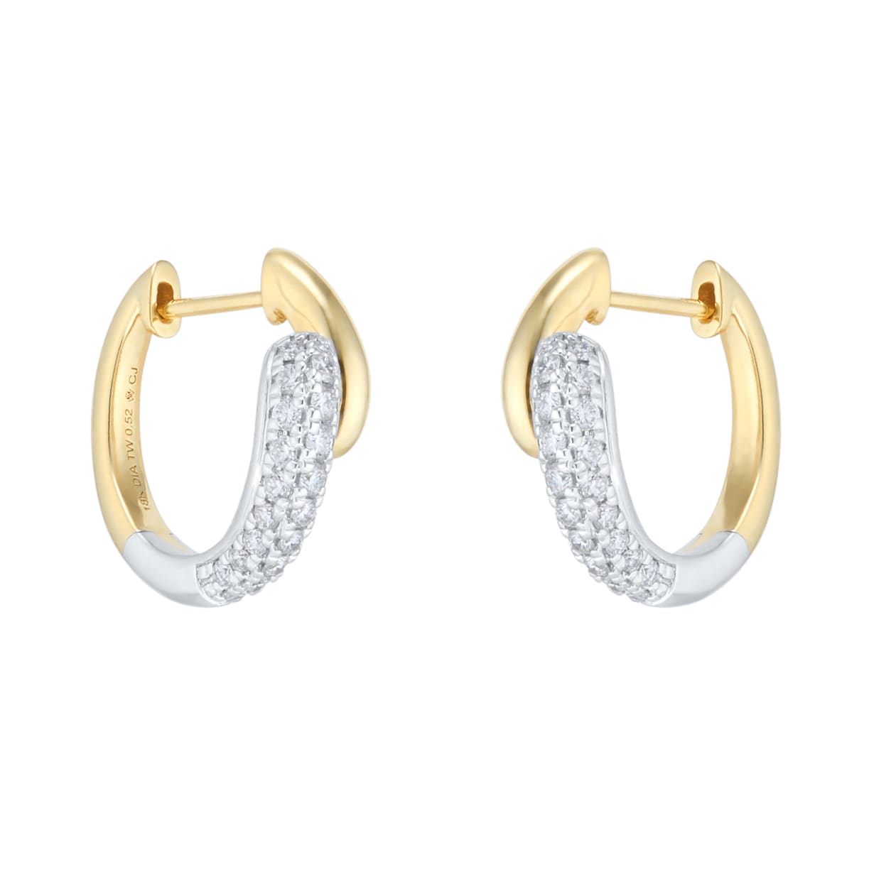 Mappin & Webb Libretto 18ct Yellow Gold 0.52cttw Diamond Pave Hoop Earrings