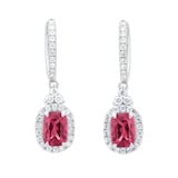 Goldsmiths 18ct White Gold Pink Tourmaline and 0.54cttw Diamond Hoop Earrings