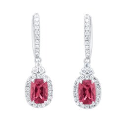 12153533 - 18ct White Gold Pink Tourmaline and 0.54cttw Diamond Hoop Earrings