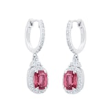 Goldsmiths 18ct White Gold Pink Tourmaline and 0.54cttw Diamond Hoop Earrings