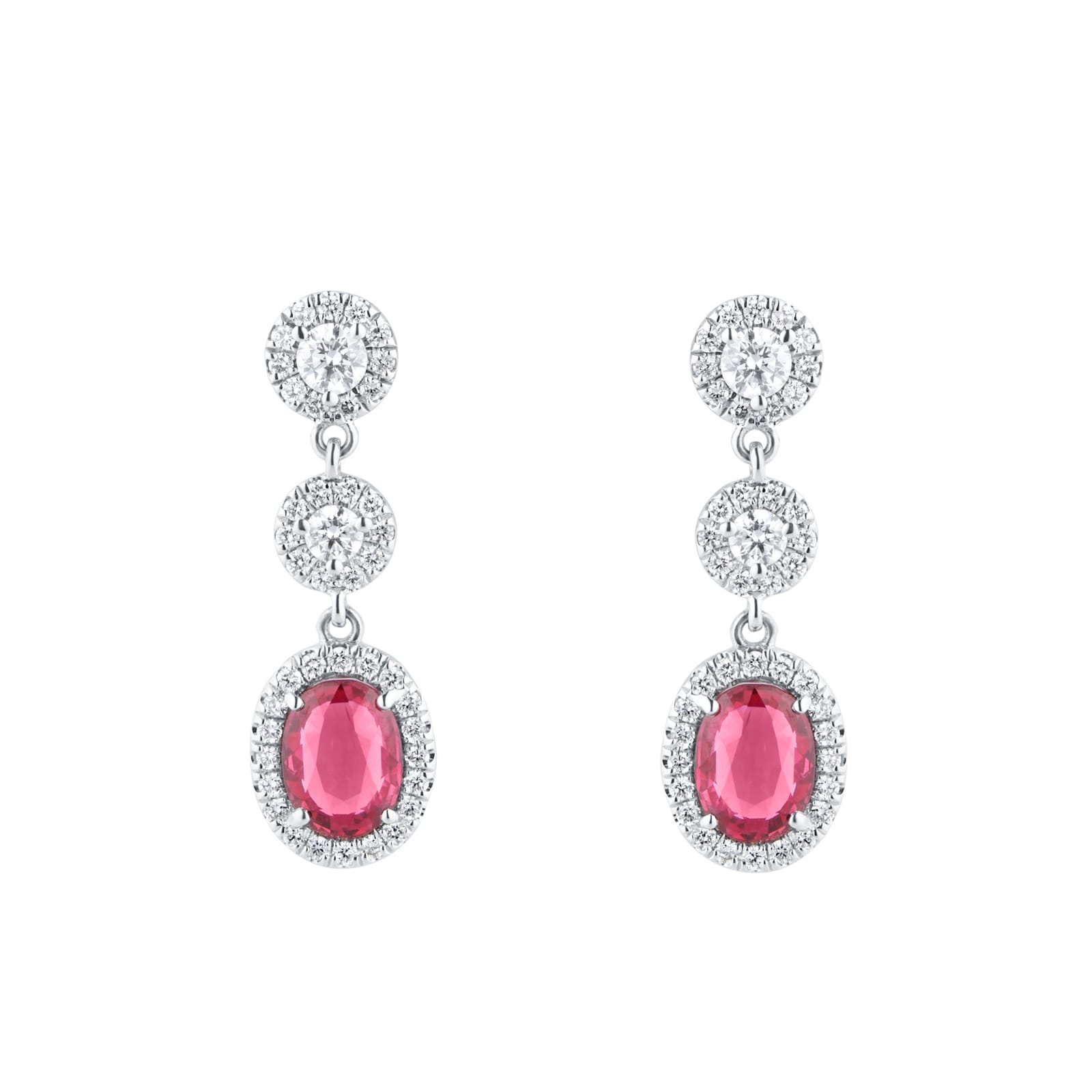 Mappin & Webb 18ct White Gold Ruby & 0.71cttw Diamond Drop Earrings