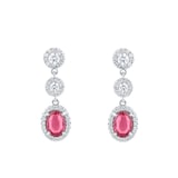 Mappin & Webb 18ct White Gold Ruby & 0.71cttw Diamond Drop Earrings