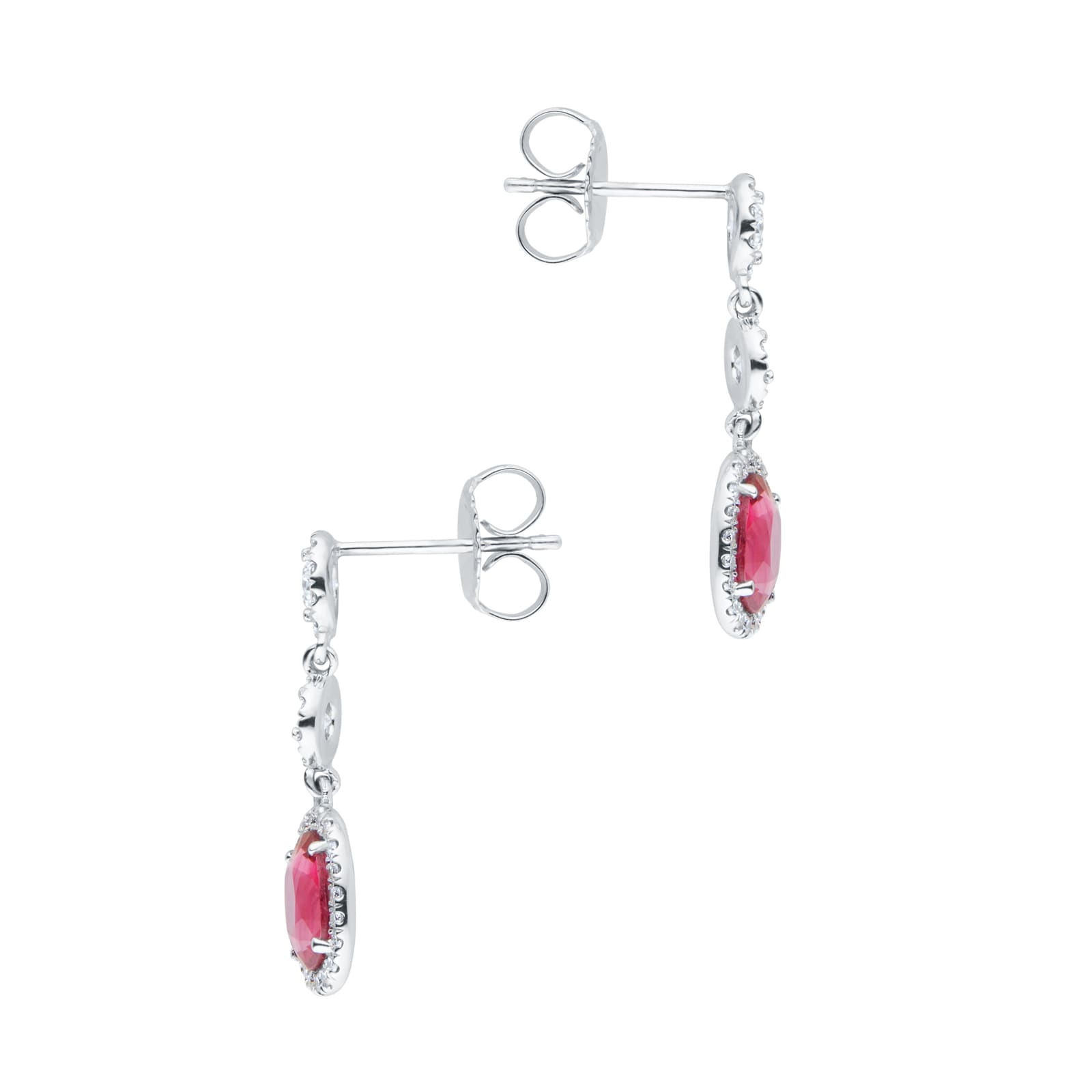 Mappin & Webb 18ct White Gold Ruby & 0.71cttw Diamond Drop Earrings