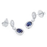 Mappin & Webb 18ct White Gold Oval Cut Sapphire & 1.06cttw Diamond Drop Earrings