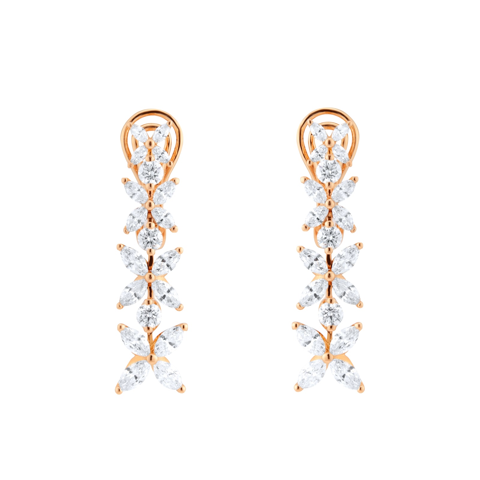 Goldsmiths 18ct Rose Gold 3.81cttw Marquise and Brilliant Cut Floral Drop Earrings Goldsmiths 18ct Rose Gold 3.81cttw Marquise and Brilliant Cut Floral Drop Earrings