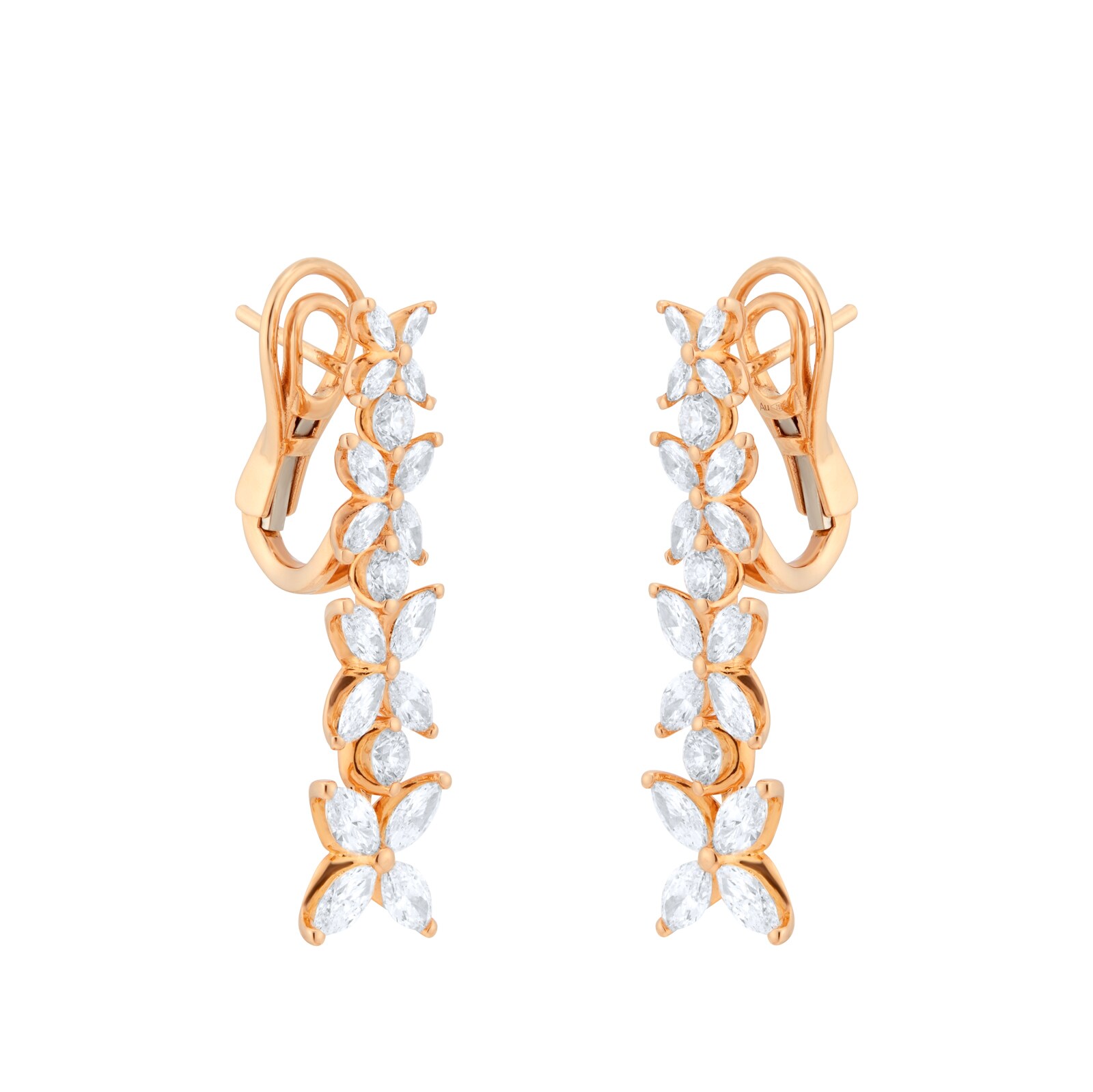 Goldsmiths 18ct Rose Gold 3.81cttw Marquise and Brilliant Cut Floral Drop Earrings Goldsmiths 18ct Rose Gold 3.81cttw Marquise and Brilliant Cut Floral Drop Earrings