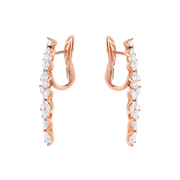 Goldsmiths 18ct Rose Gold 3.81cttw Marquise and Brilliant Cut Floral Drop Earrings