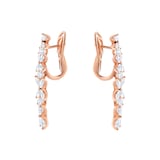 Goldsmiths 18ct Rose Gold 3.81cttw Marquise and Brilliant Cut Floral Drop Earrings