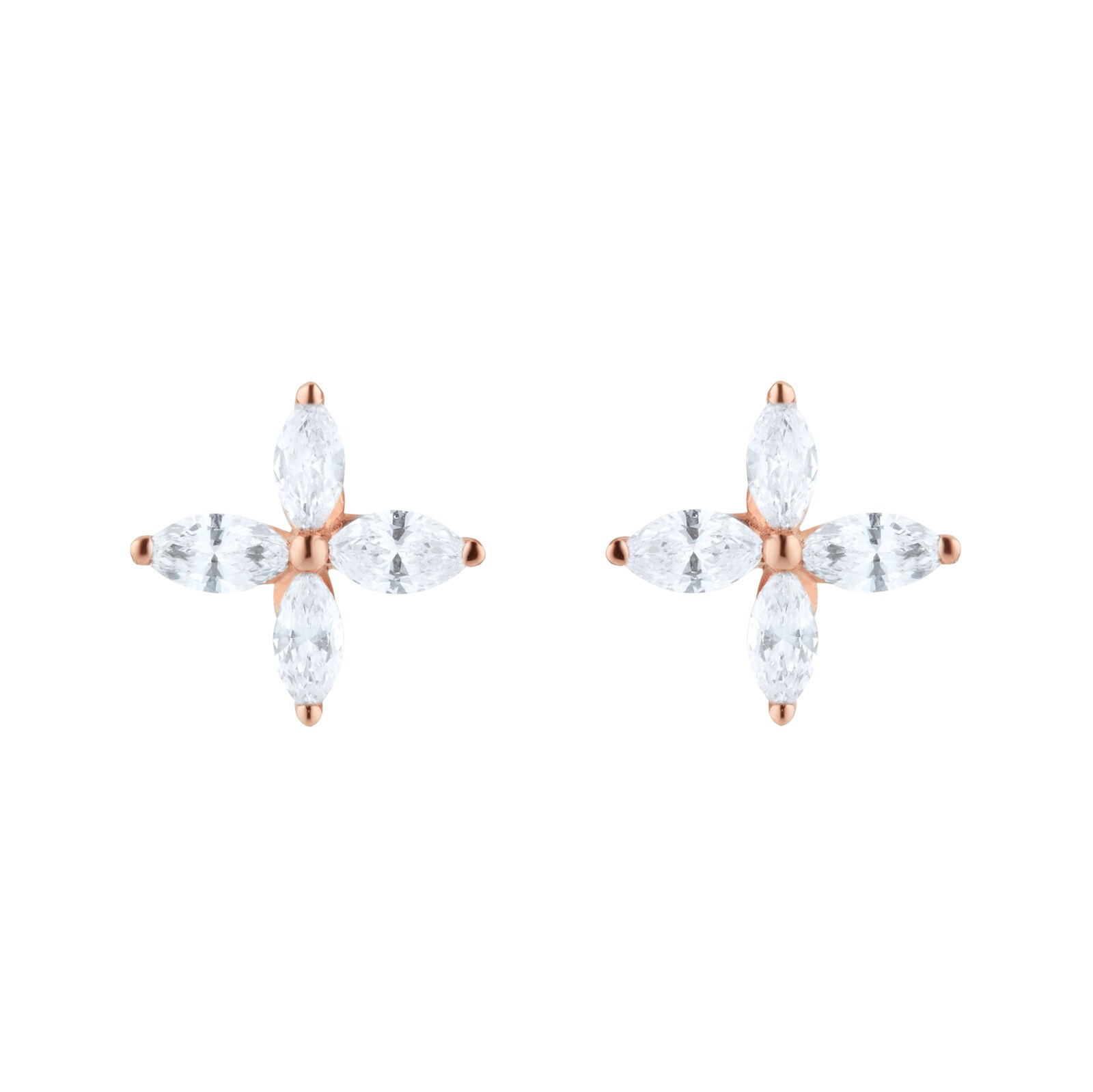 Goldsmiths 18ct Rose Gold 0.94cttw Marquise Cut Floral Stud Earrings Goldsmiths 18ct Rose Gold 0.94cttw Marquise Cut Floral Stud Earrings