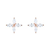 Goldsmiths 18ct Rose Gold 0.94cttw Marquise Cut Floral Stud Earrings