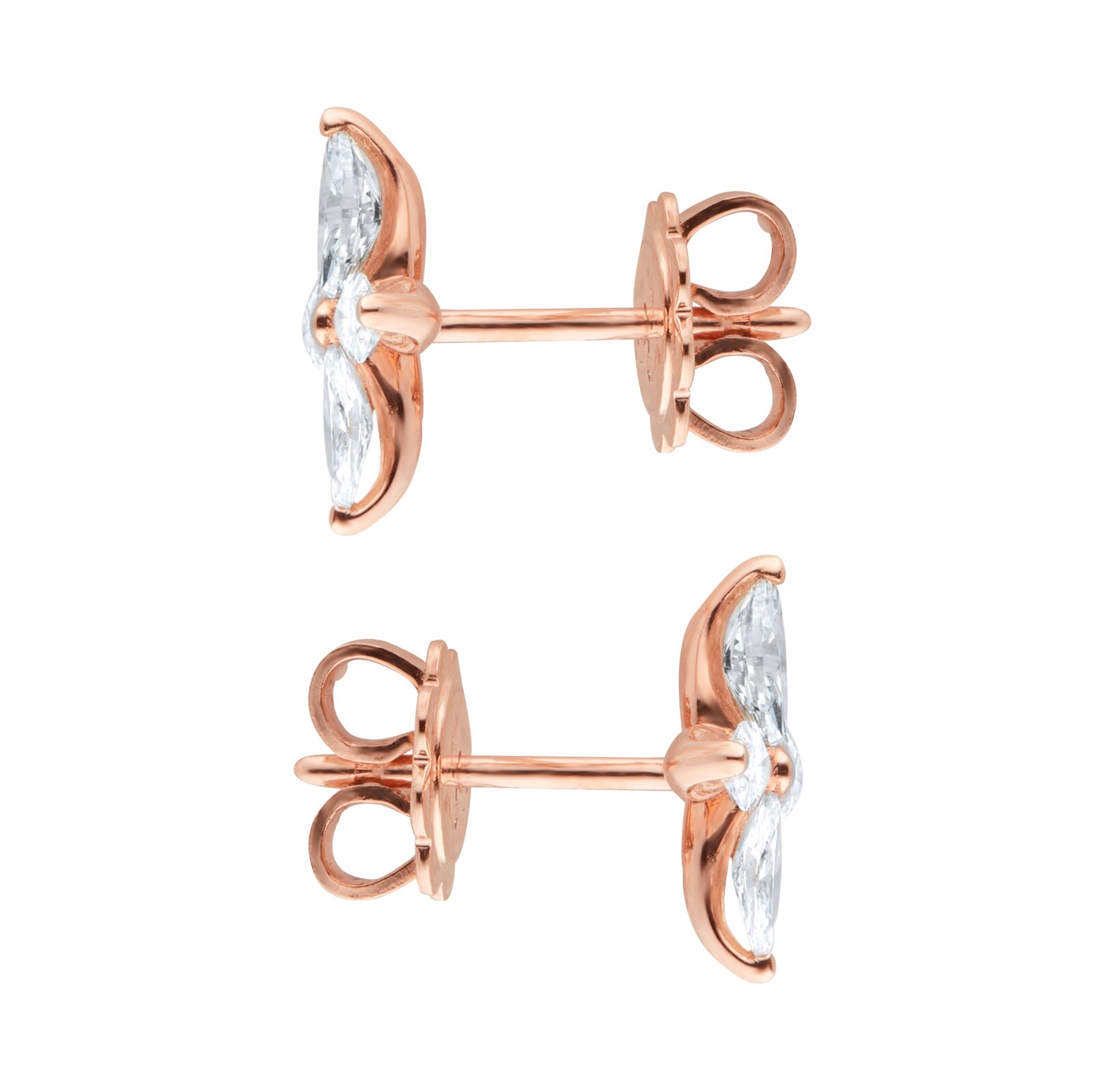 Goldsmiths 18ct Rose Gold 0.94cttw Marquise Cut Floral Stud Earrings Goldsmiths 18ct Rose Gold 0.94cttw Marquise Cut Floral Stud Earrings