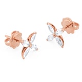 Goldsmiths 18ct Rose Gold 0.94cttw Marquise Cut Floral Stud Earrings