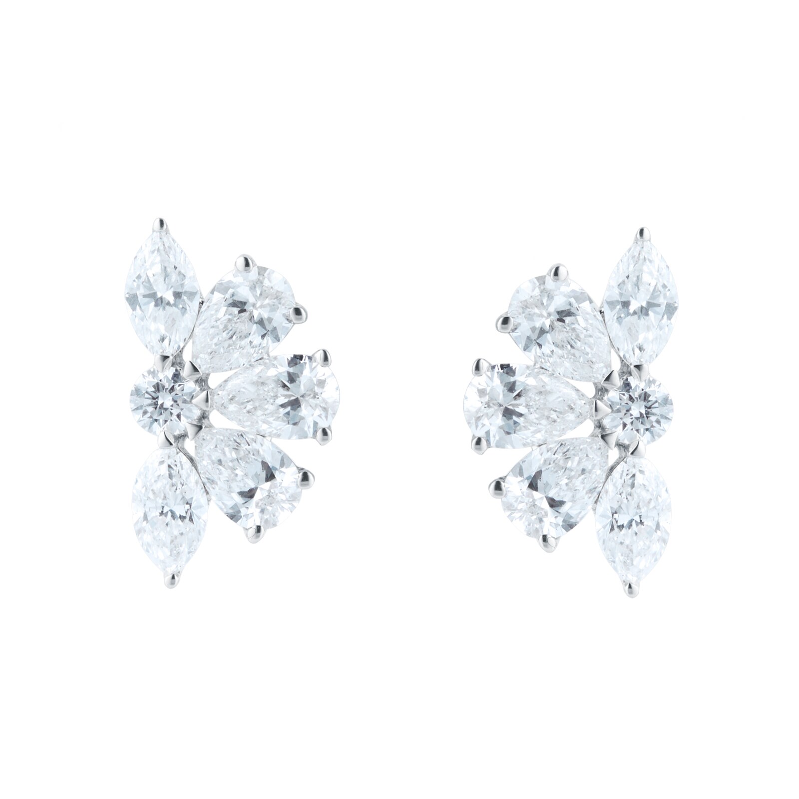 Goldsmiths 18ct White Gold 1.79cttw Mixed Cut Diamond Floral Stud Earrings Goldsmiths 18ct White Gold 1.79cttw Mixed Cut Diamond Floral Stud Earrings