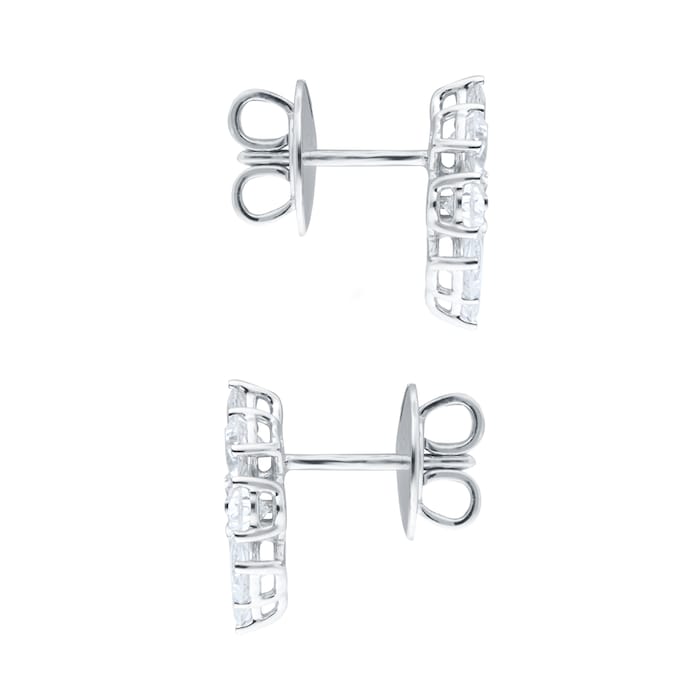 Goldsmiths 18ct White Gold 1.79cttw Mixed Cut Diamond Floral Stud Earrings