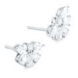 Goldsmiths 18ct White Gold 1.79cttw Mixed Cut Diamond Floral Stud Earrings