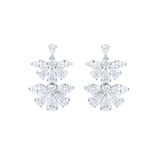 Goldsmiths 18ct White Gold 2.99cttw Mixed Cut Diamond Floral Drop Earrings