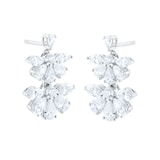 Goldsmiths 18ct White Gold 2.99cttw Mixed Cut Diamond Floral Drop Earrings