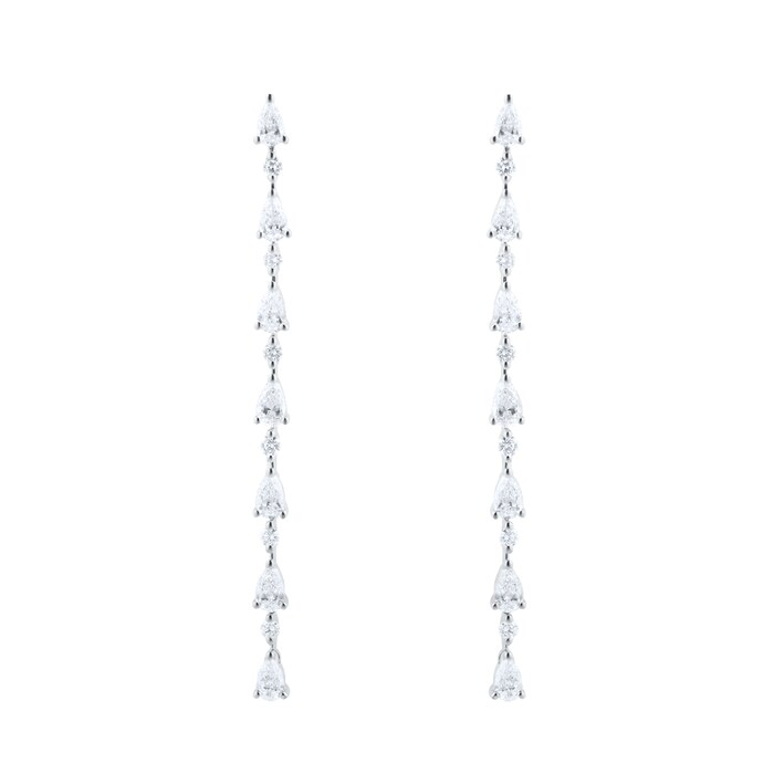 Goldsmiths 18ct White Gold 2.24cttw Mixed Cut Diamond Drop Earrings