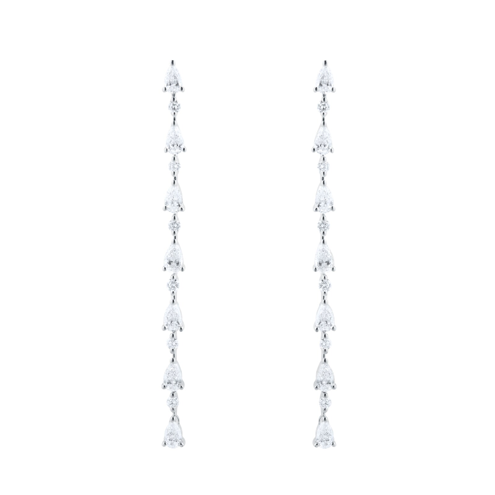 Goldsmiths 18ct White Gold 2.24cttw Mixed Cut Diamond Drop Earrings Goldsmiths 18ct White Gold 2.24cttw Mixed Cut Diamond Drop Earrings