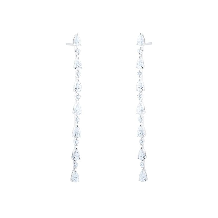 Goldsmiths 18ct White Gold 2.24cttw Mixed Cut Diamond Drop Earrings