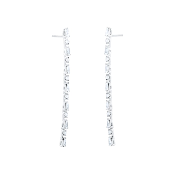 Goldsmiths 18ct White Gold 2.24cttw Mixed Cut Diamond Drop Earrings