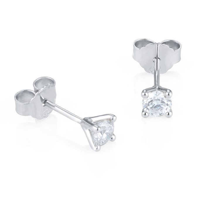 Goldsmiths 18ct White Gold 0.60ct Diamond Solitaire Stud Earrings