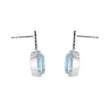 Goldsmiths 18ct White Gold Oval Cut Aquamarine and 0.50cttw Diamond Drop Earrings