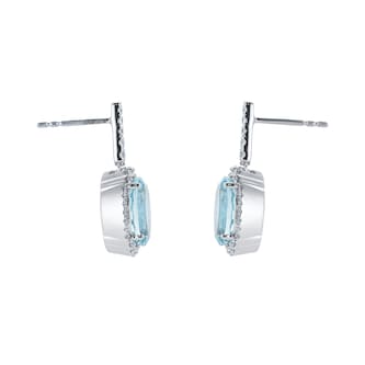 Goldsmiths 18ct White Gold Oval Cut Aquamarine and 0.50cttw Diamond Drop Earrings