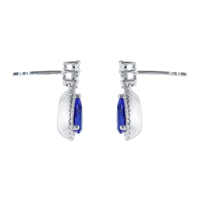 Goldsmiths 18ct White Gold Pear Cut Tanzanite and 0.40cttw Diamond Drop Earrings