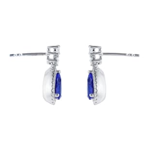 Goldsmiths 18ct White Gold Pear Cut Tanzanite and 0.40cttw Diamond Drop Earrings