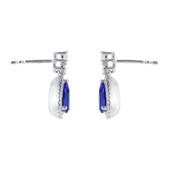 Goldsmiths 18ct White Gold Pear Cut Tanzanite and 0.40cttw Diamond Drop Earrings