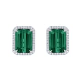 Goldsmiths 18ct White Gold Green Tourmaline and 0.25cttw Diamond Stud Earrings