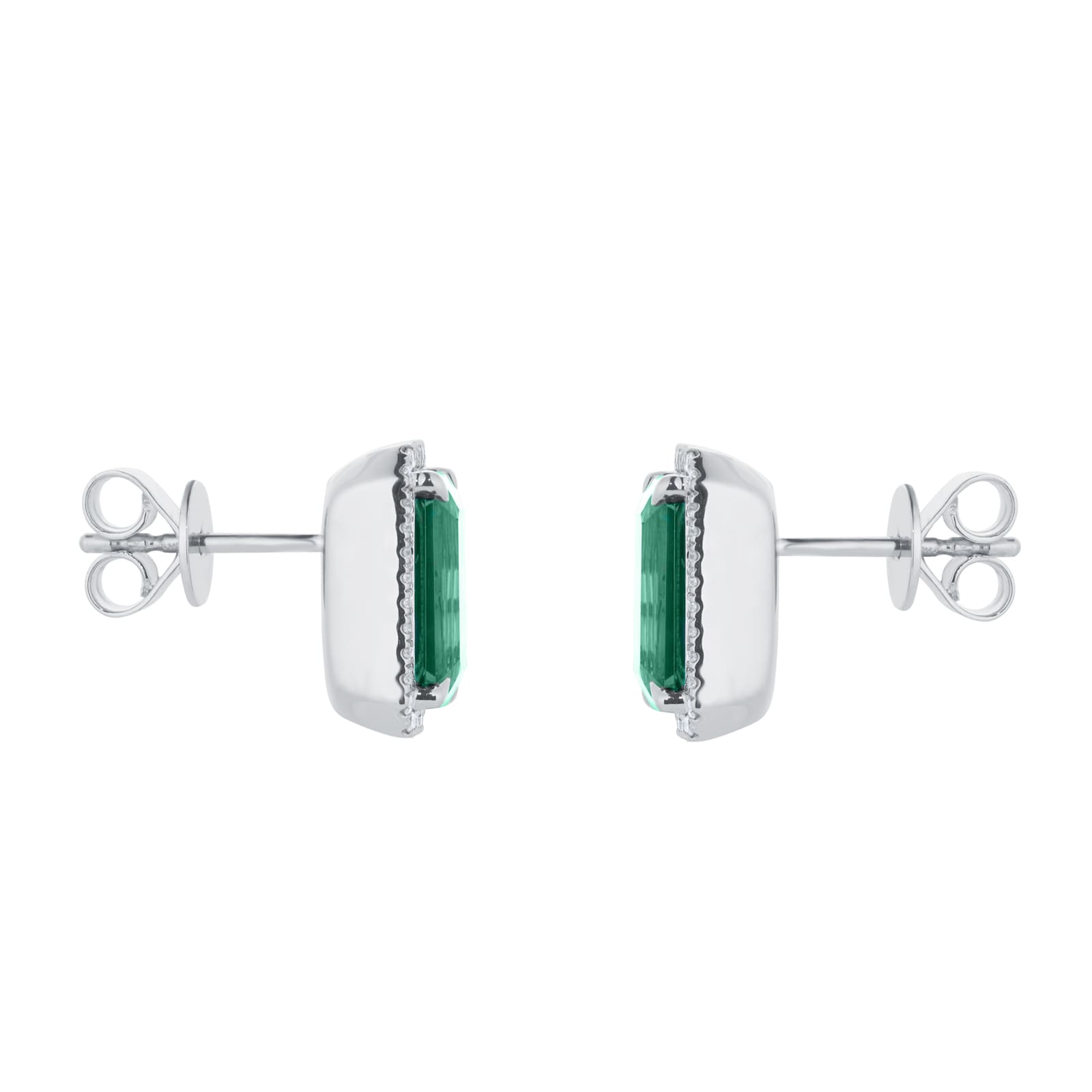 Goldsmiths 18ct White Gold Green Tourmaline and 0.24cttw Diamond Stud Earrings Goldsmiths 18ct White Gold Green Tourmaline and 0.24cttw Diamond Stud Earrings