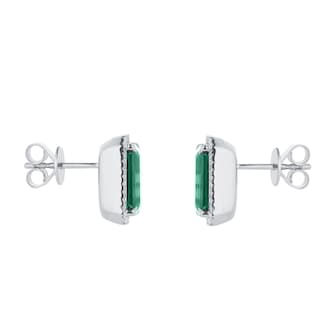 Goldsmiths 18ct White Gold Green Tourmaline and 0.25cttw Diamond Stud Earrings