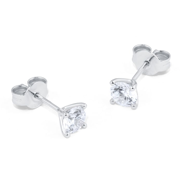 Goldsmiths 18ct White Gold 1.00cttw Diamond Solitaire Stud Earrings