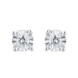 12153555 - 9ct White Gold 0.10cttw Diamond Illusion Set Stud Earrings